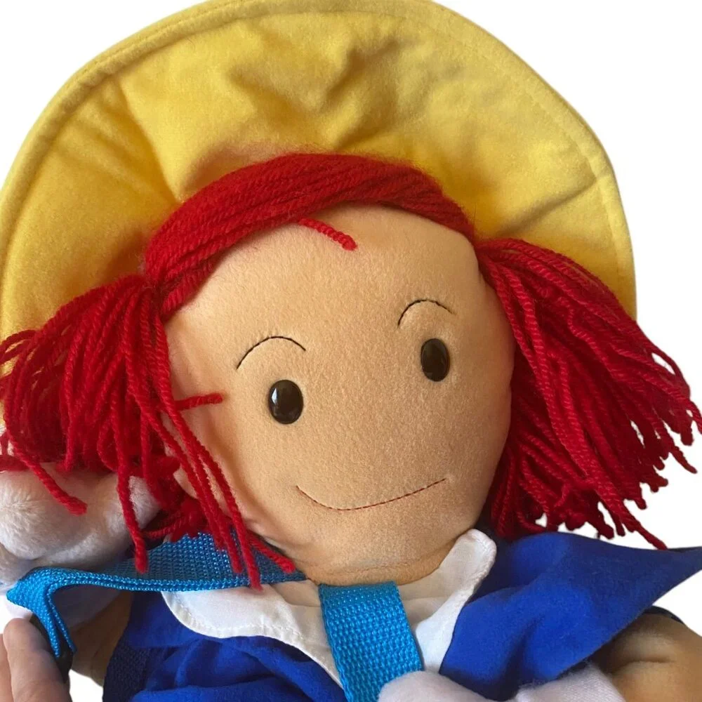 Wildkin Madeline Doll Cloth Soft Backpack 1997 Red Yarn Hair Yellow Hat Kids 24